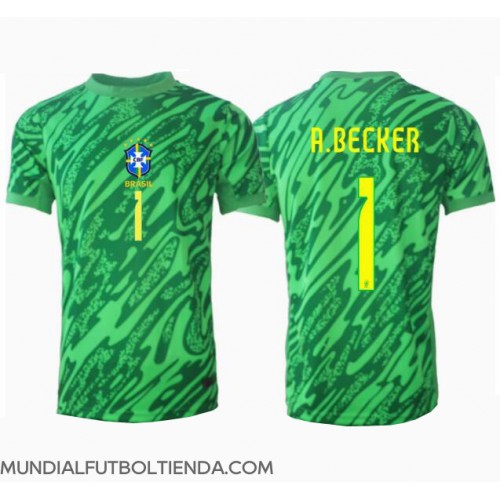 Camiseta Brasil Alisson Becker #1 Portero Primera Equipación Replica Copa America 2024 mangas cortas